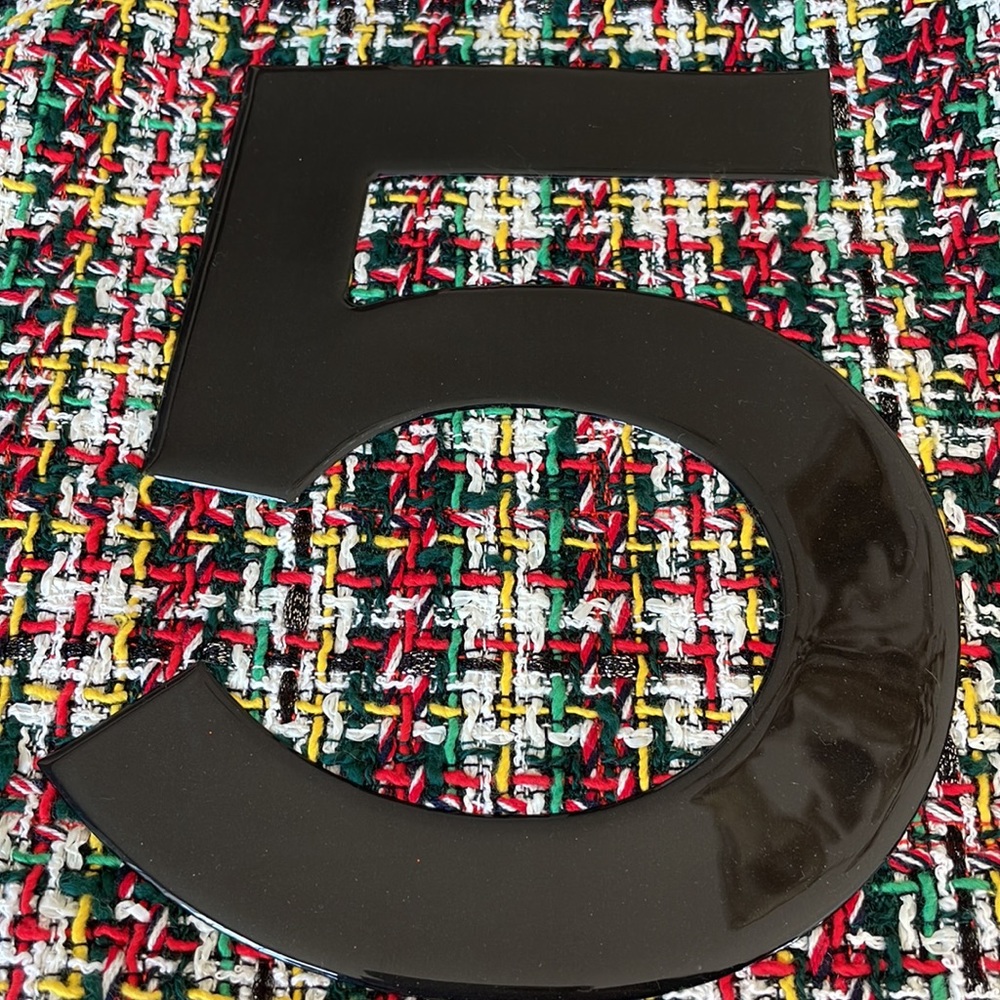 Chanel tweed no 5 tote shopper multi color bag black patent logo shoulder bag - Picture 2 of 10